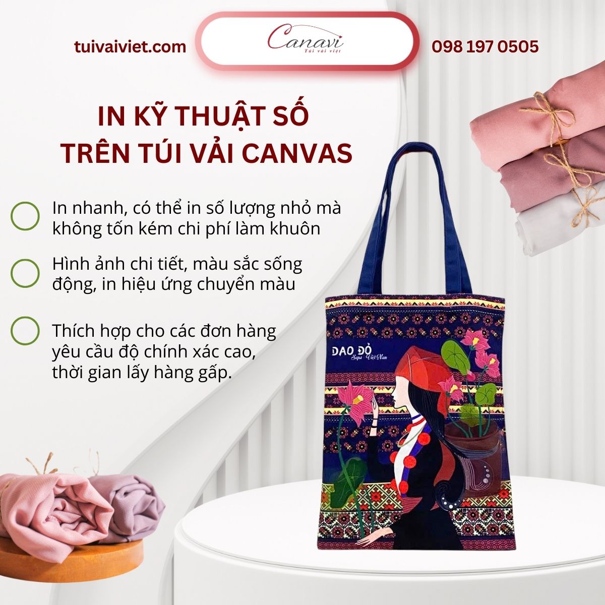 Phương pháp in kỹ thuật số / in PET trên túi vải bố canvas