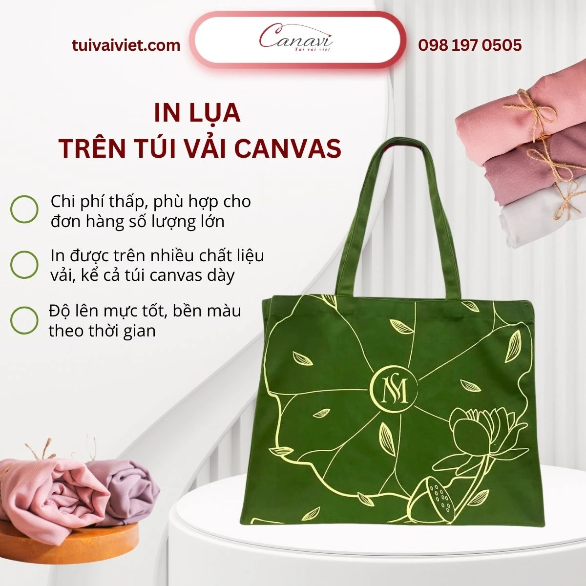 Phương pháp in lụa trên túi vải bố canvas