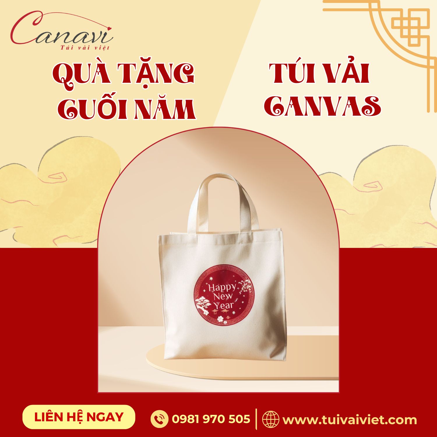 Đặt may túi vải quà tặng tại xưởng sản xuất túi vải việt Canavi