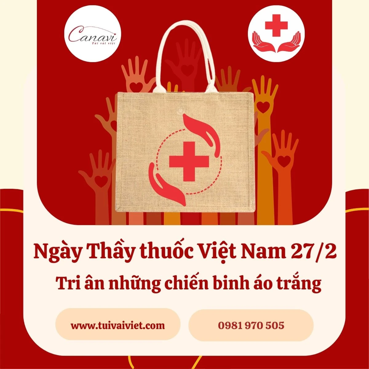 túi vải đay làm quà tặng nhân ngày 27/2