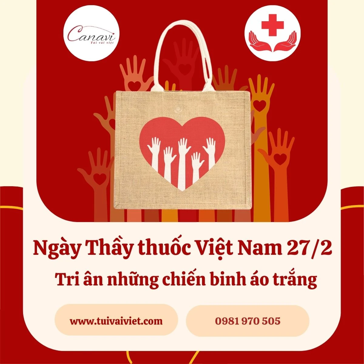 Quà tặng túi vải đay cho bác sĩ nhân ngày Thầy thuốc Việt Nam 27/2