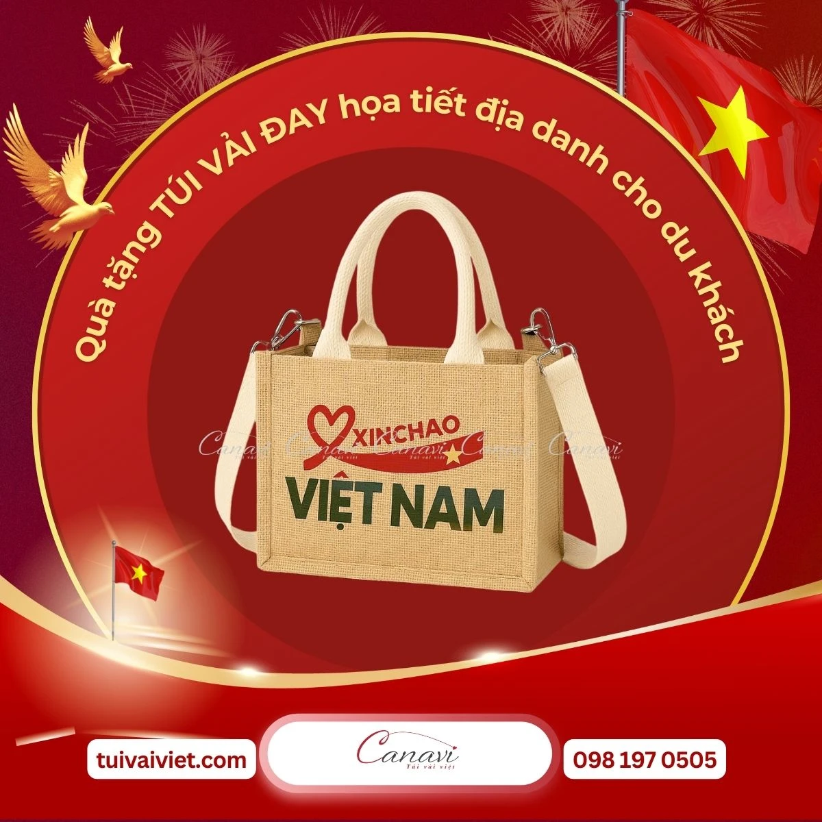 Gợi ý mẫu quà tặng túi vải đay in họa tiết địa danh cho khách du lịch nước ngoài mùa cuối năm