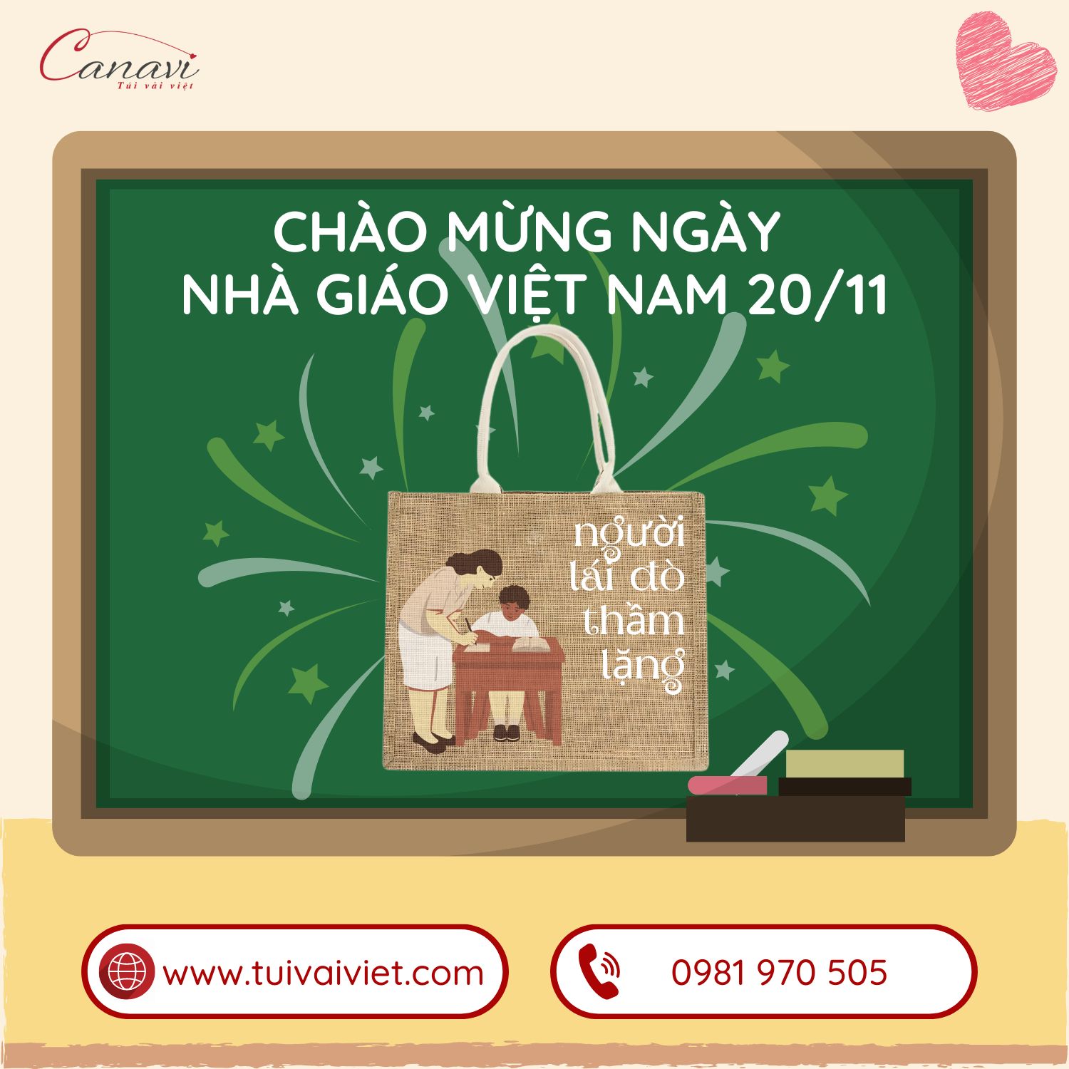 Quà tặng túi vải ý nghĩa và thiết thực cho ngày 20/11