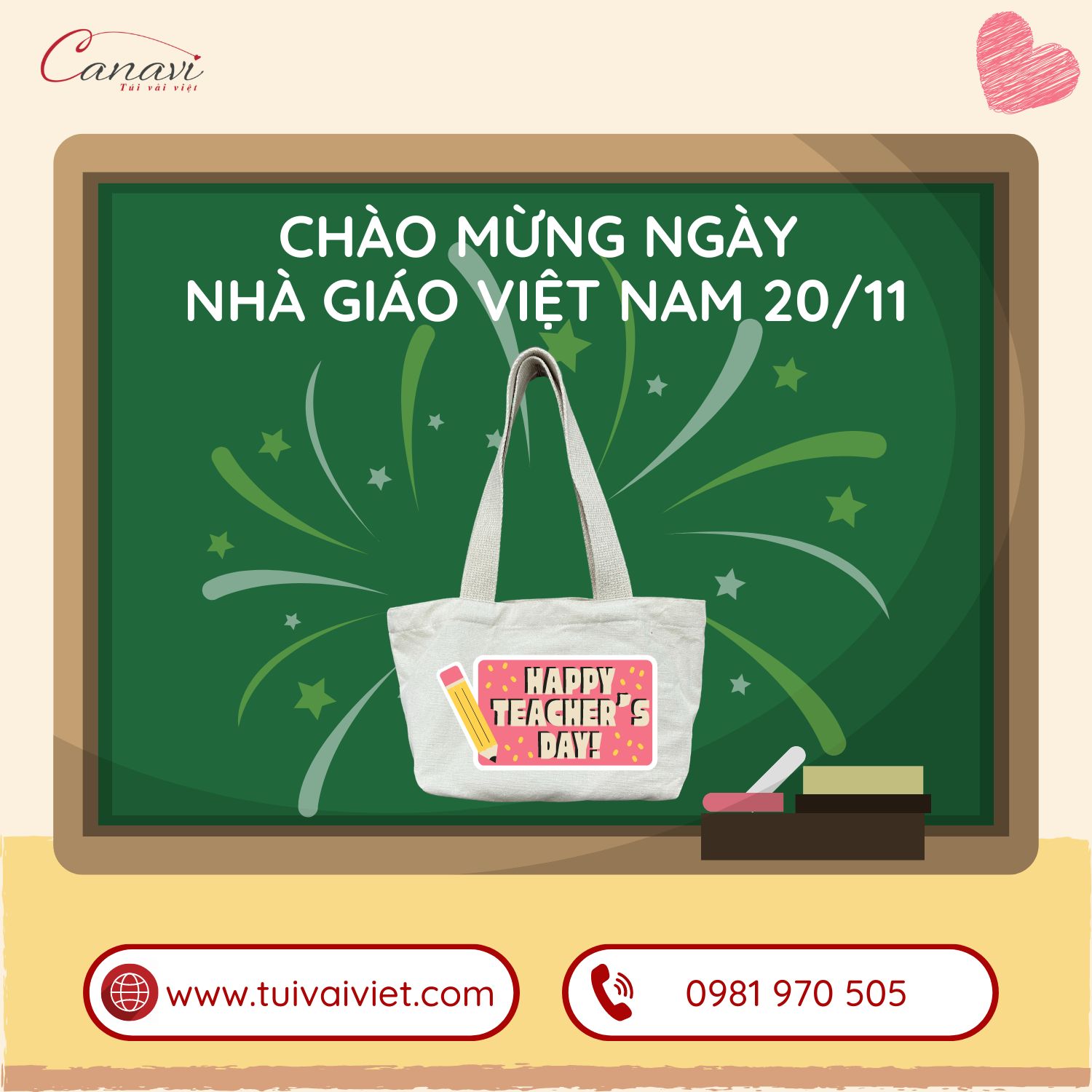 Những mẫu thiết kế túi vải ấn tượng cho ngày 20/11