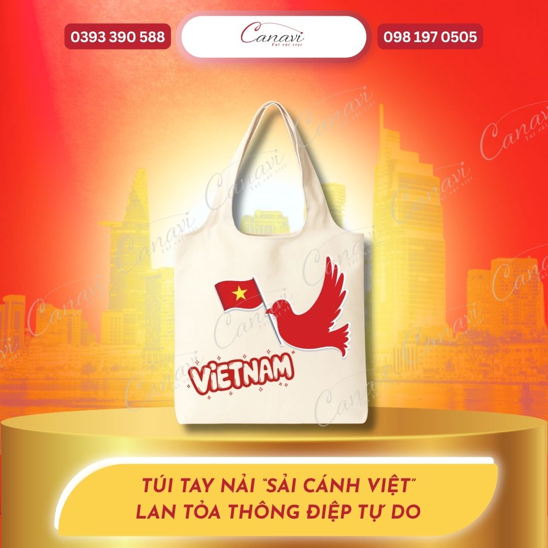 Túi vải bố tay nải quà tặng 30/4 - Sải Cánh Việt