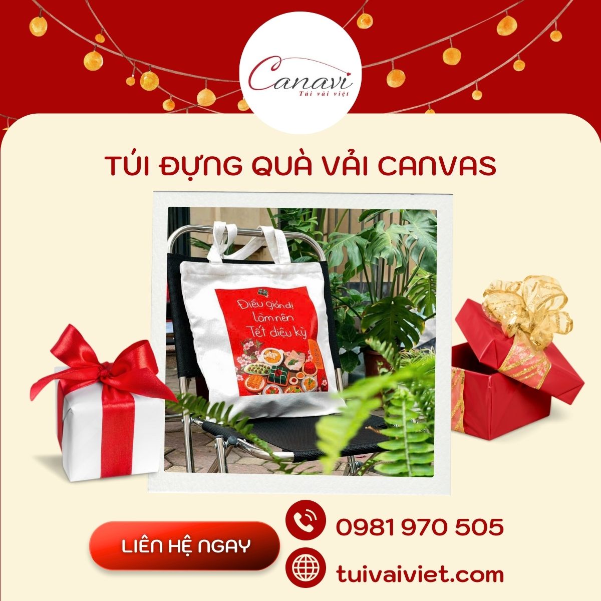 túi đựng quà tặng vải bố canvas