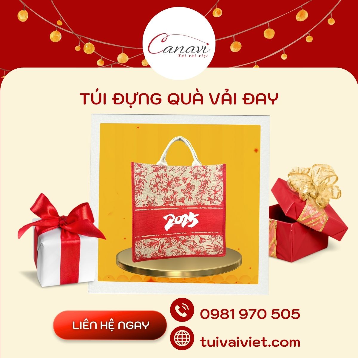 túi đựng quà tặng vải đay linen