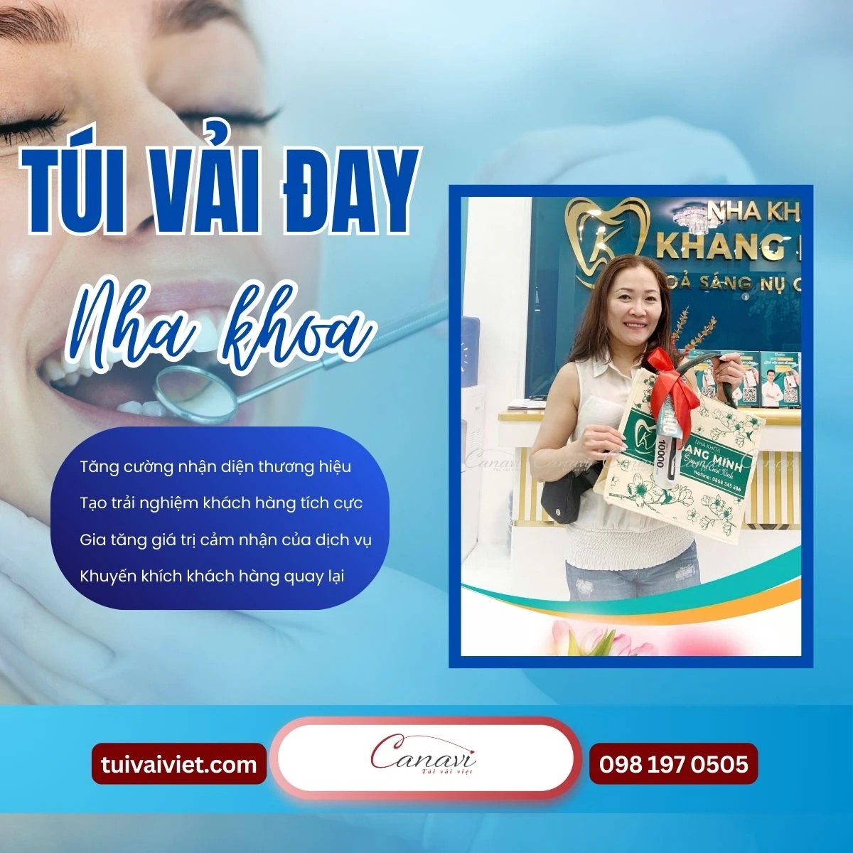 Ý tưởng sáng tạo khi sử dụng túi vải đay trong marketing nha khoa