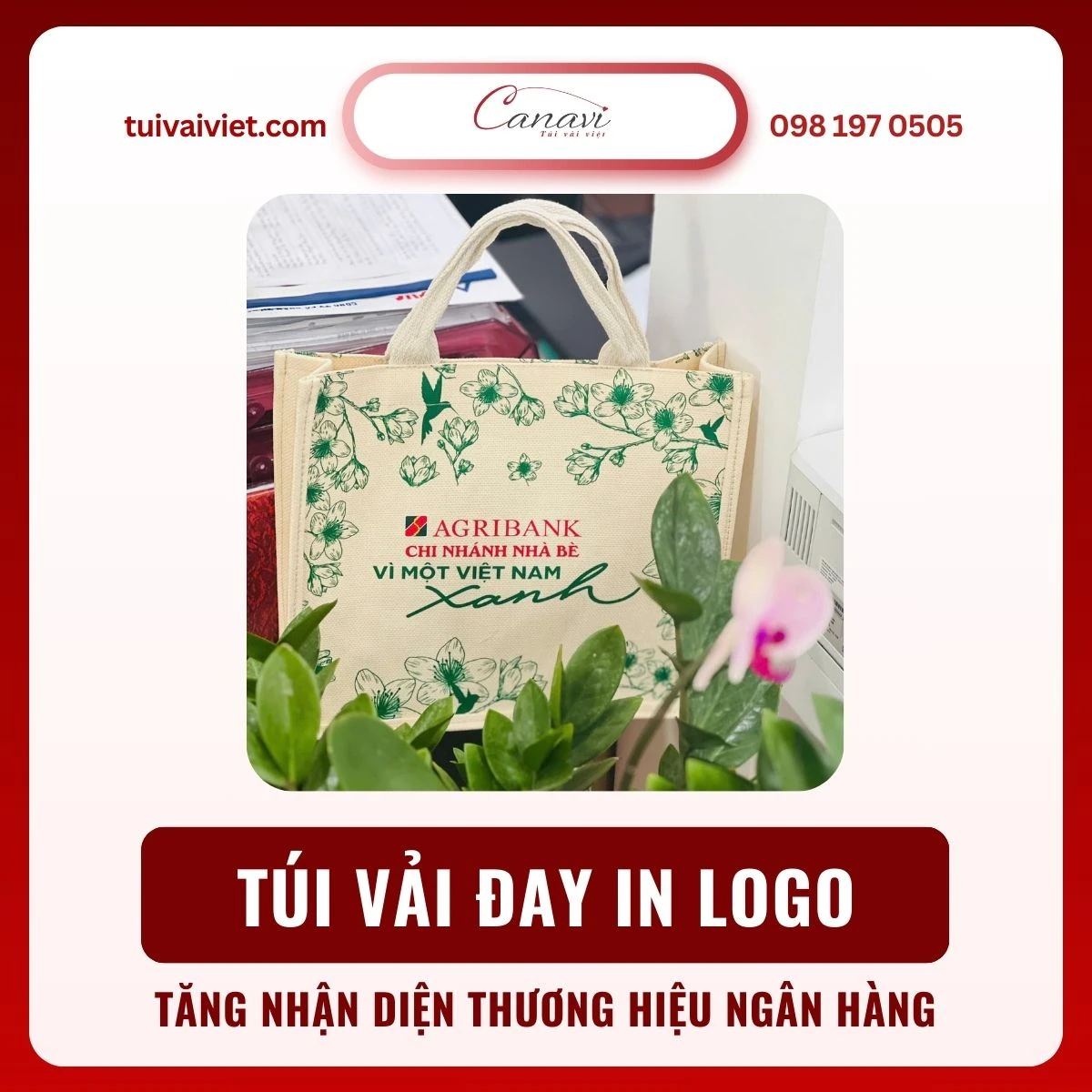 Tăng nhận diện thương hiệu ngân hàng với túi vải đay in logo