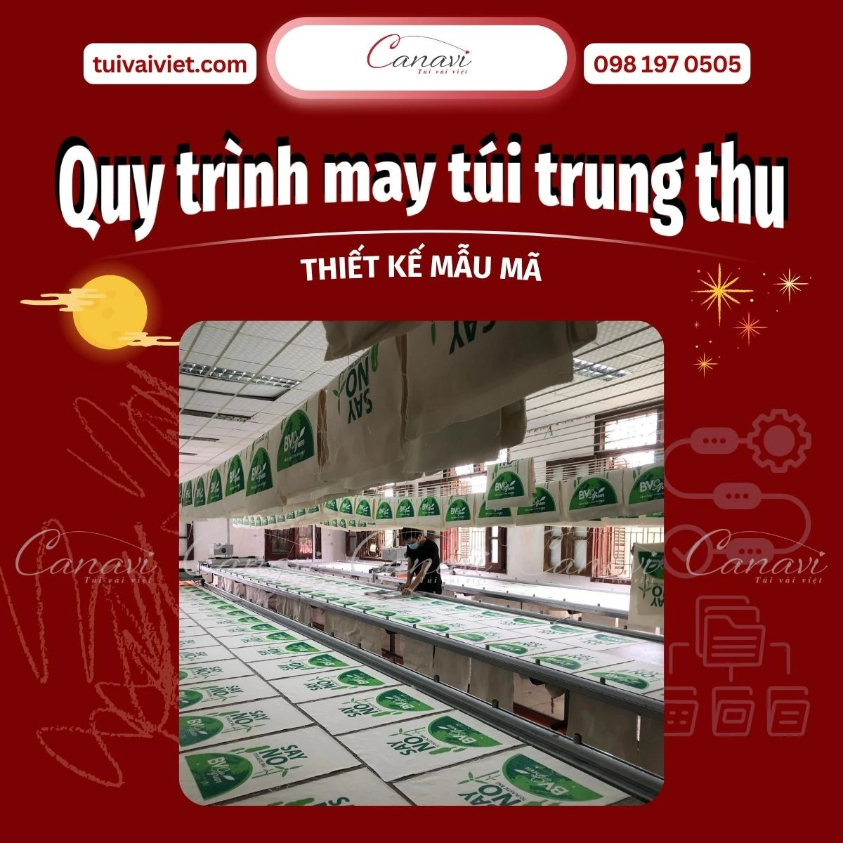 thiết kế mẫu mã sản xuất túi vải đựng bánh trung thu