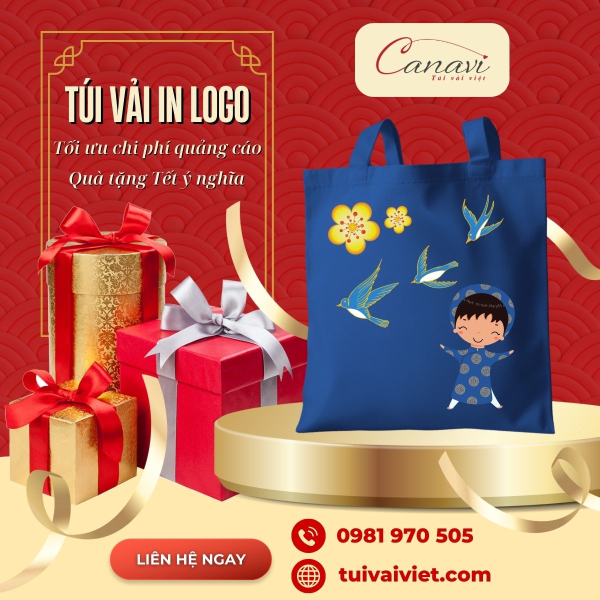 Túi vải bố canvas - túi vải quà tặng tết