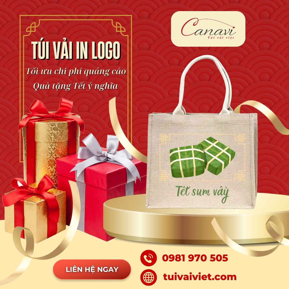 Túi vải đay - túi vải quà tặng tết
