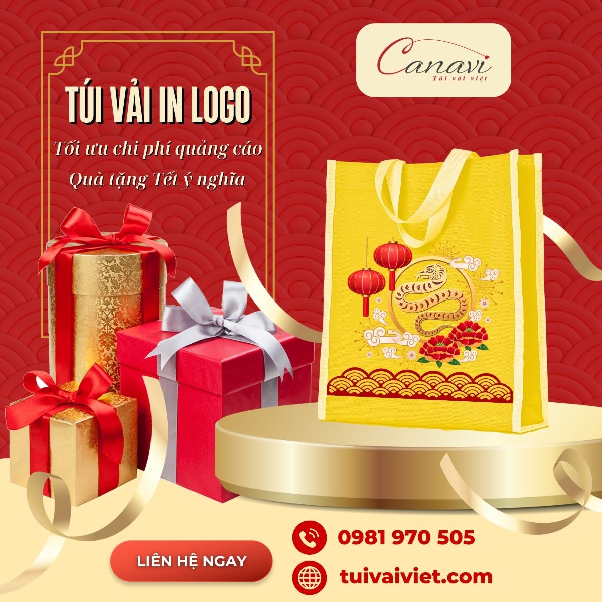 Túi vải không dệt - túi vải quà tặng tết