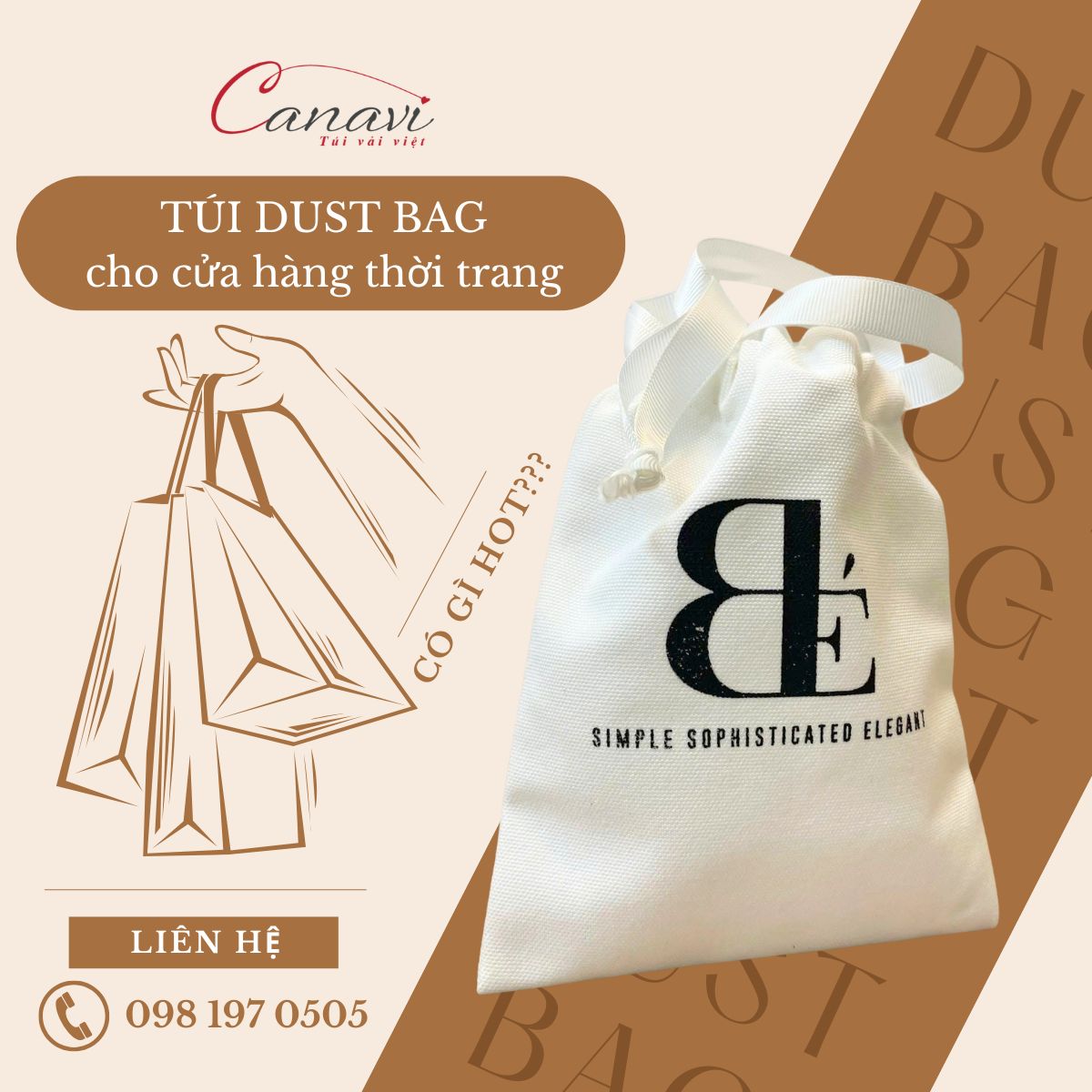túi vải canvas cho ngành thời trang
