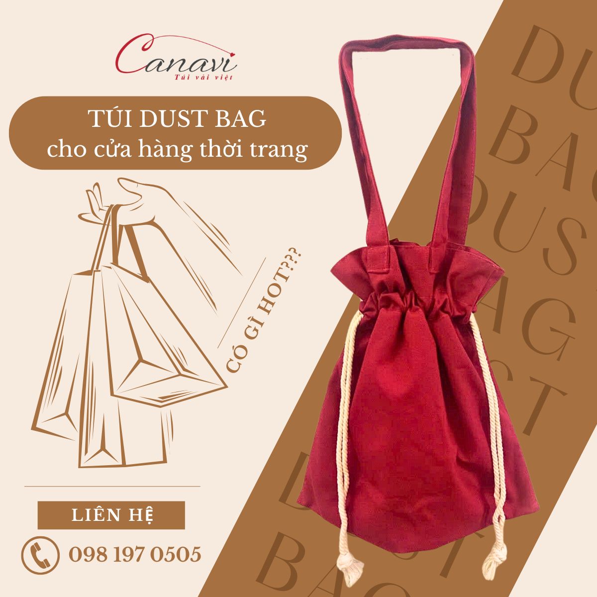 Túi dust bag có gì hot mà cửa hàng thời trang nào cũng cần phải có?