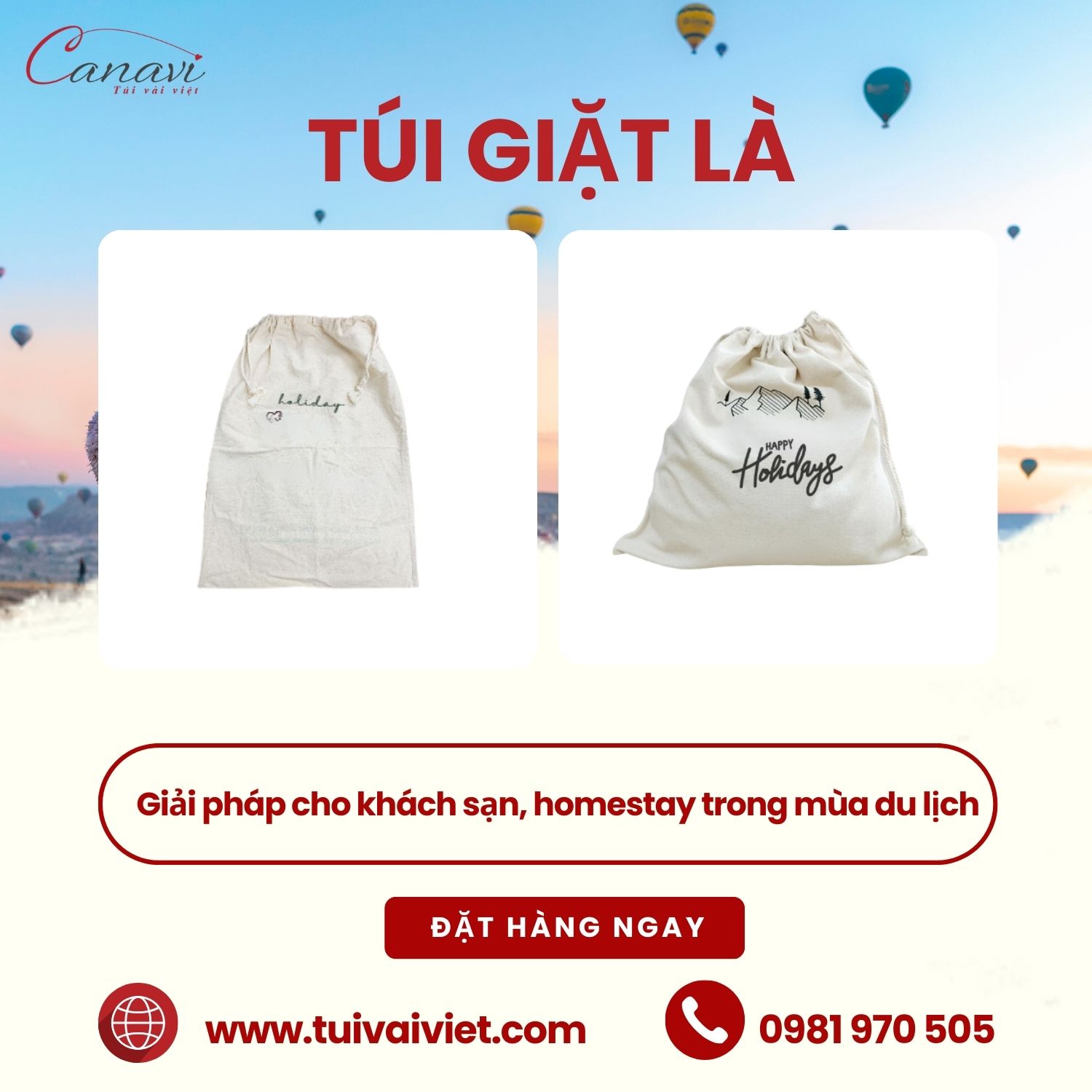 Túi giặt là cho khách sạn, homestay trong mùa du lịch