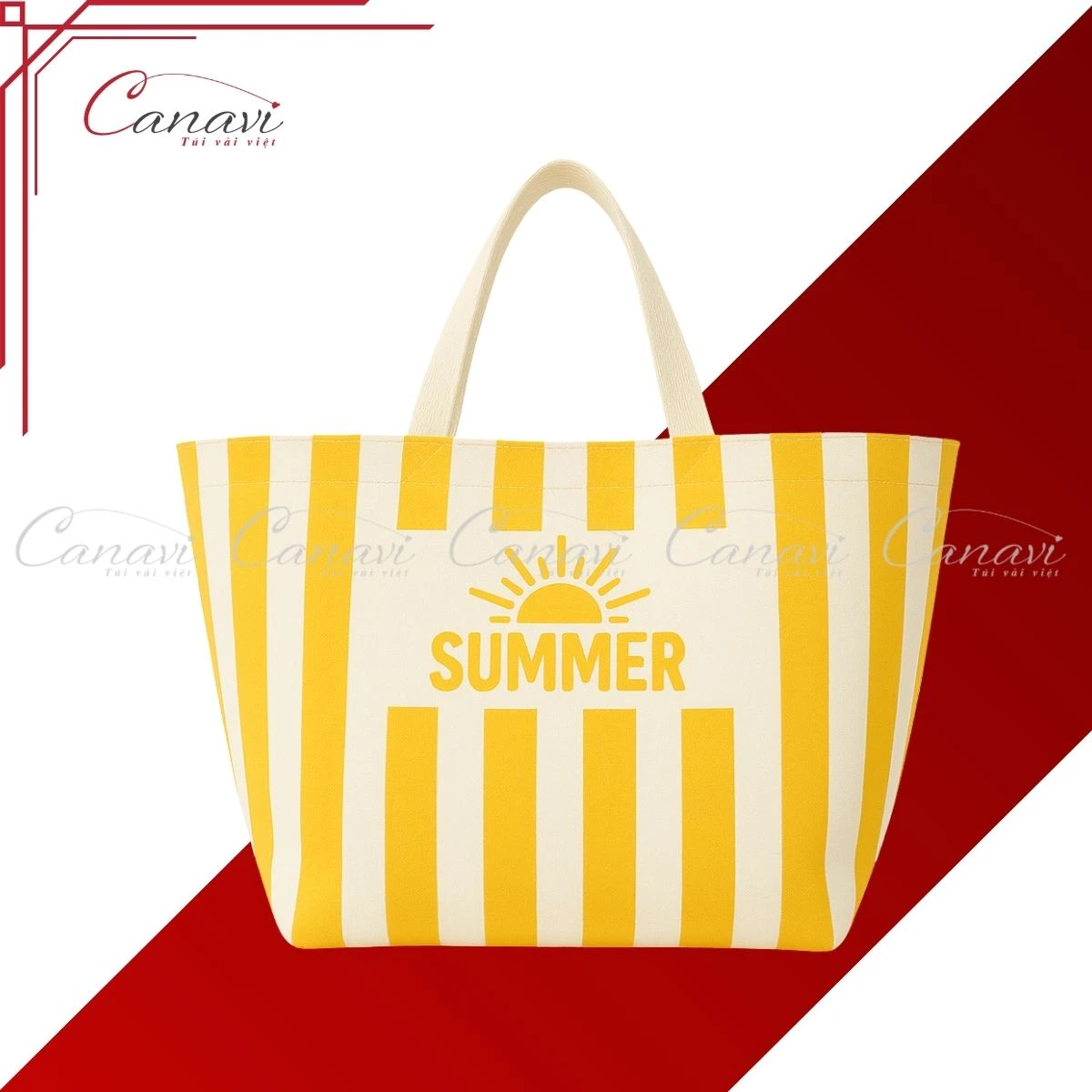Túi Tote Vải Bố Canvas TTVBC11 Hello Summer 2025 màu vàng
