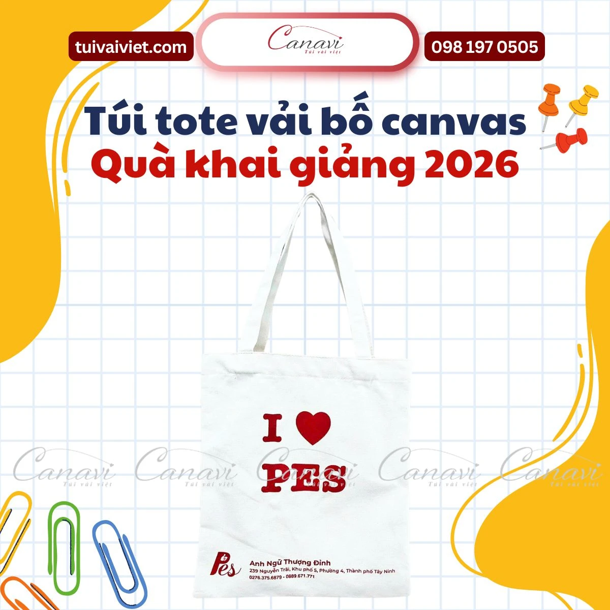 Xu hướng thiết kế túi tote vải bố canvas cho trường học năm 2025