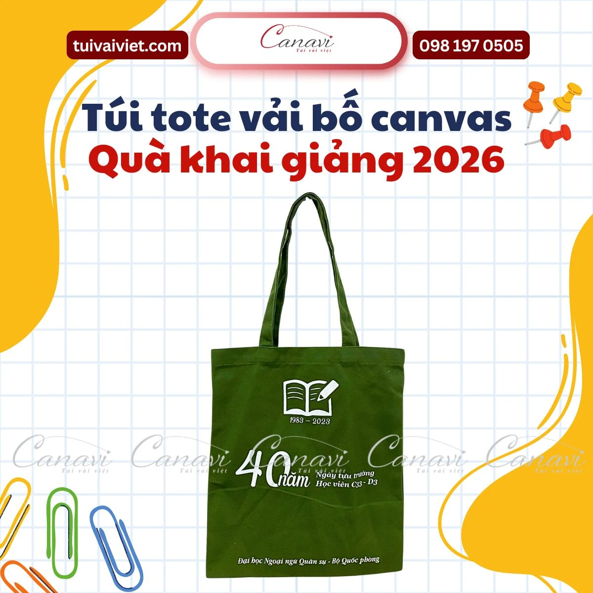 Cách tối ưu hóa thiết kế túi tote vải bố canvas cho trường học