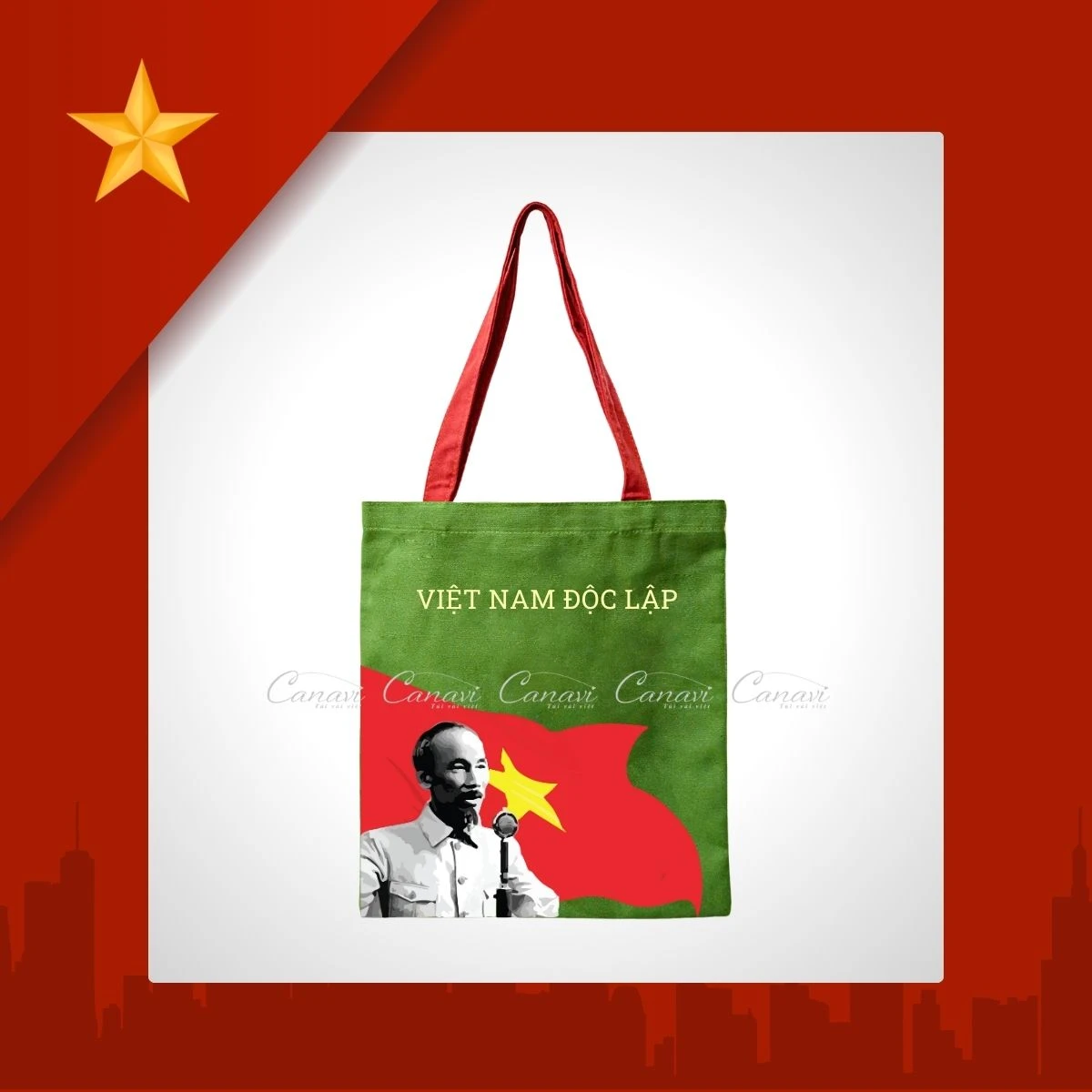 Túi Tote Vải Bố Canvas TVBC12 - Tự Hào Việt Nam Độc Lập