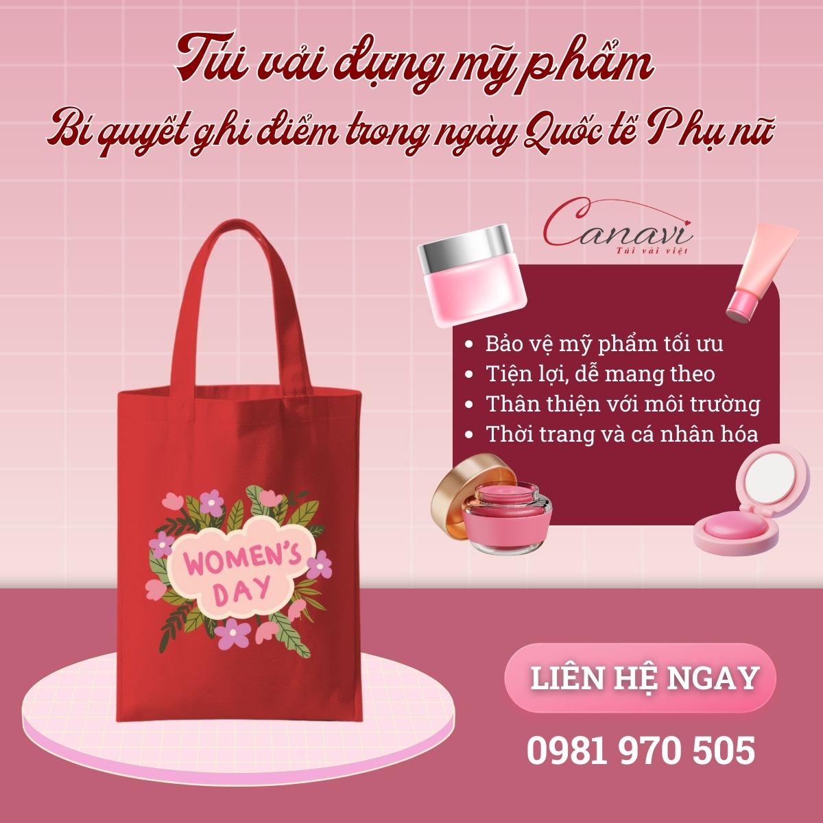 Túi vải canvas bố tote đựng mỹ phẩm