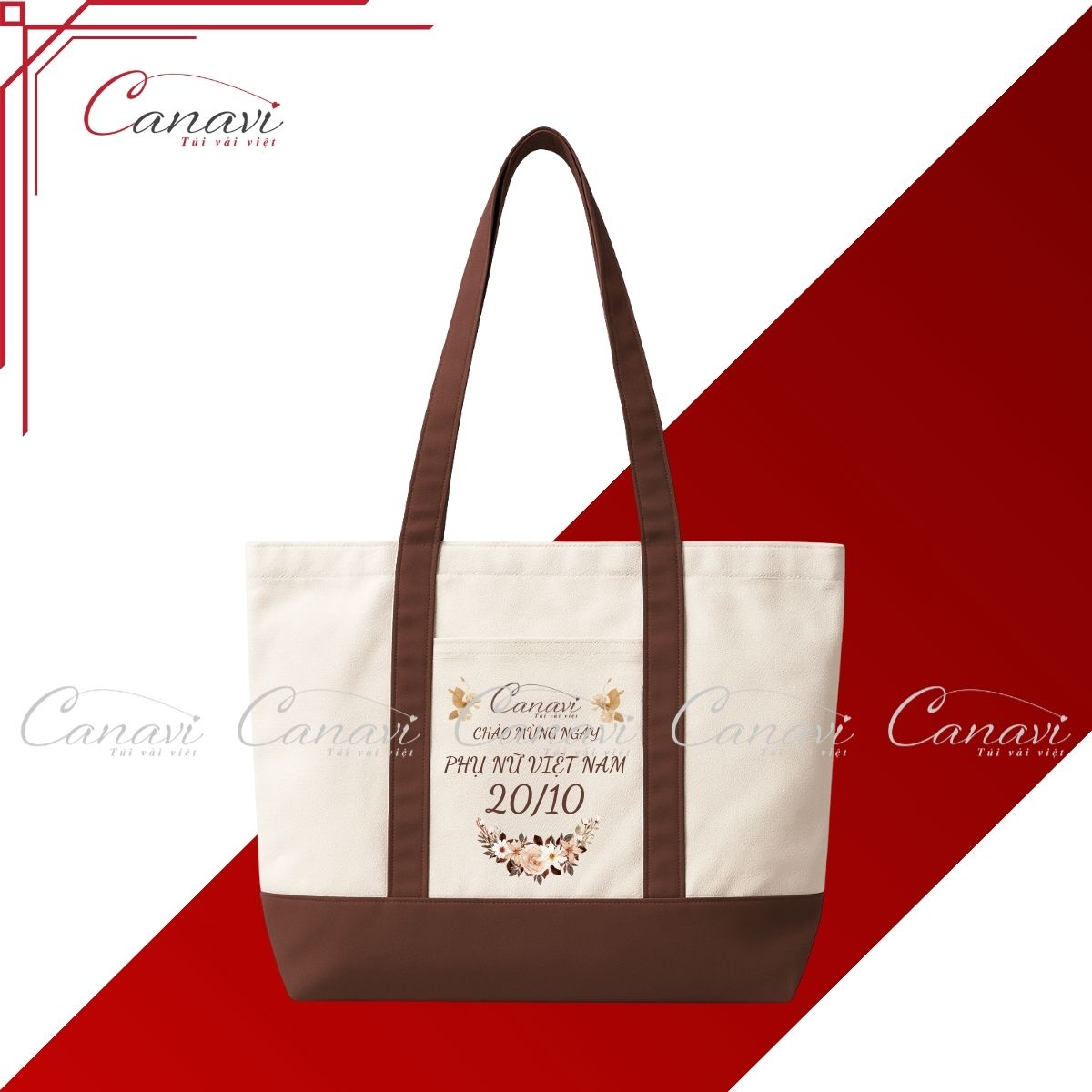Túi Vải Bố TVB17 - Sắc Nâu Thanh Lịch Tôn Vinh Ngày Phụ Nữ Việt Nam 20/10