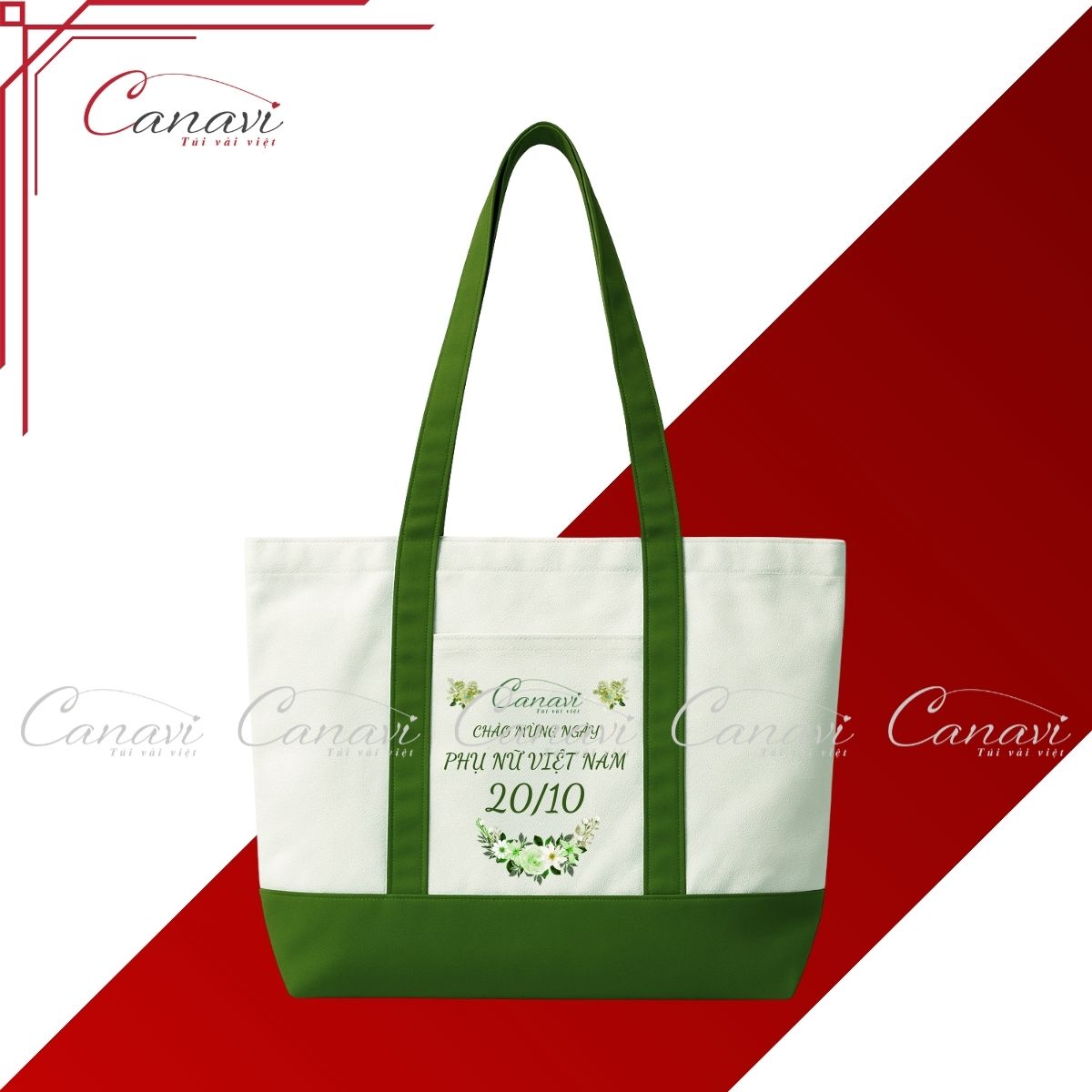 Túi Vải Bố TVB18 - Sắc Xanh Lá Tươi Mới Cho Ngày Phụ Nữ Việt Nam 20/10