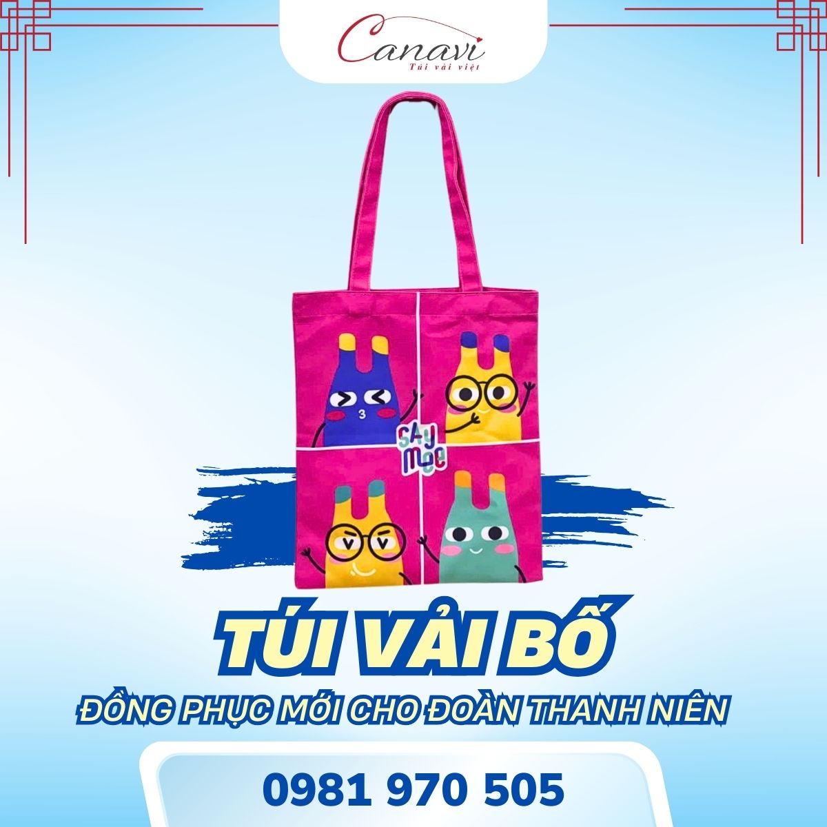 Túi vải bố là lựa chọn đồng phục tuyệt vời cho tổ chức Đoàn Thanh niên