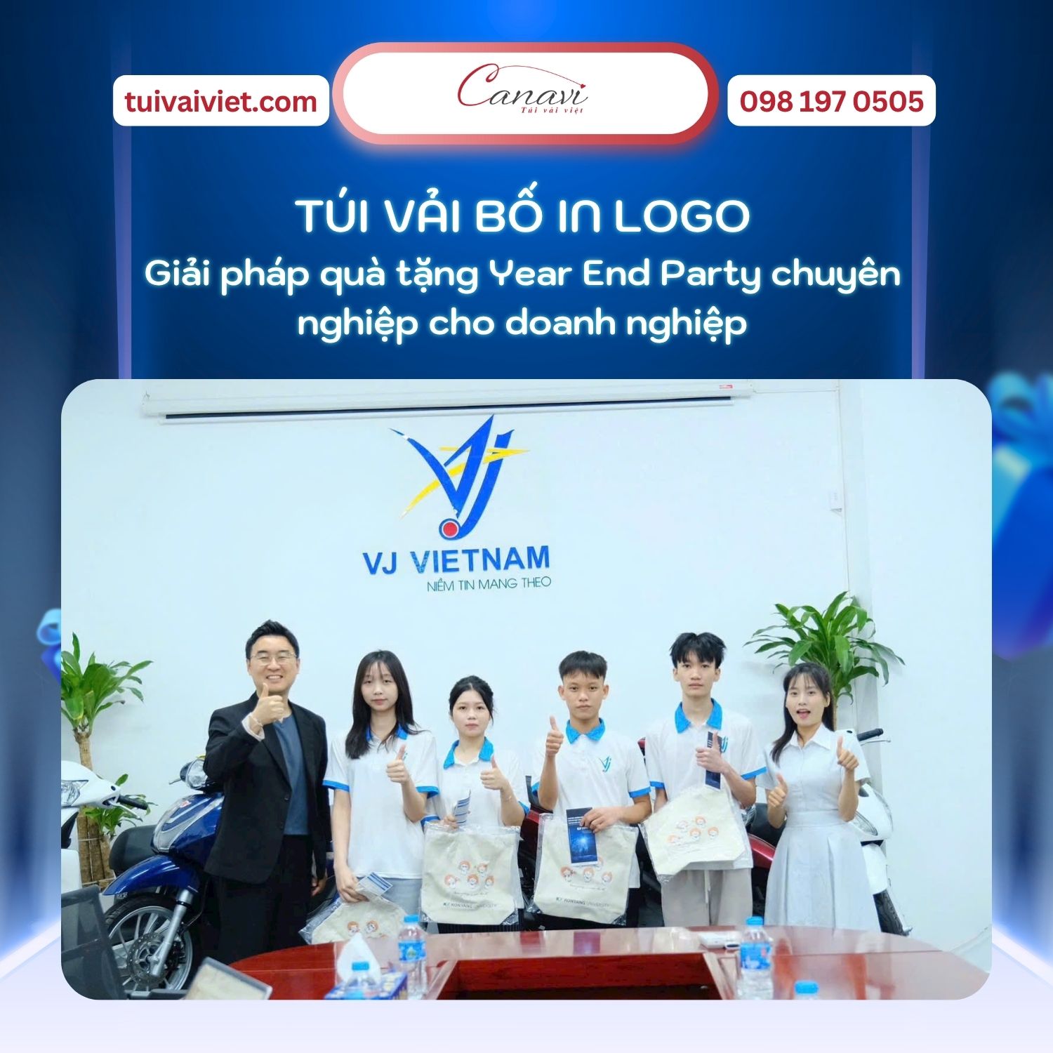 Túi vải bố in logo - Giải pháp quà tặng Year End Party chuyên nghiệp cho doanh nghiệp