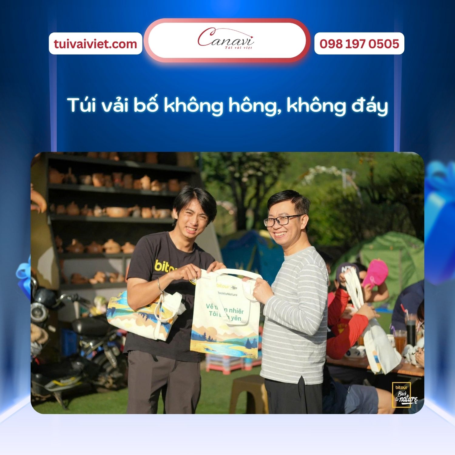 Túi vải bố không hông, không đáy