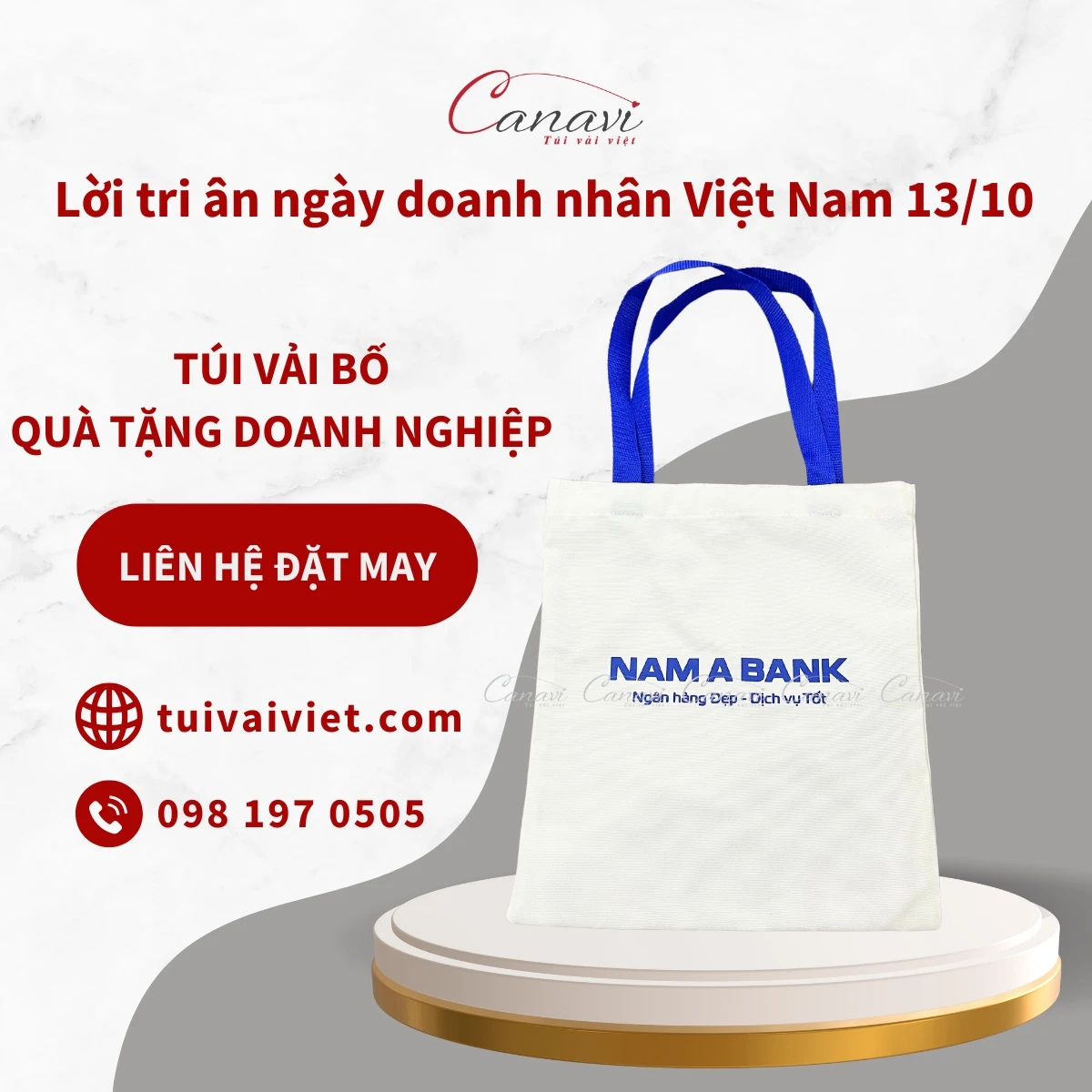 Túi vải bố Nam Á Bank quà tặng tri ân ngày Doanh nhân 13/10