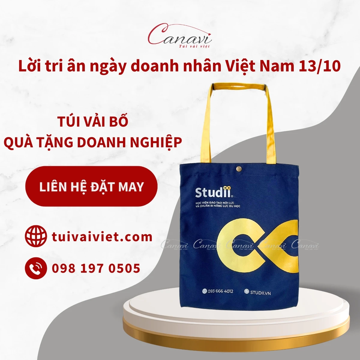 Túi vải bố Studii quà tặng tri ân ngày Doanh nhân 13/10