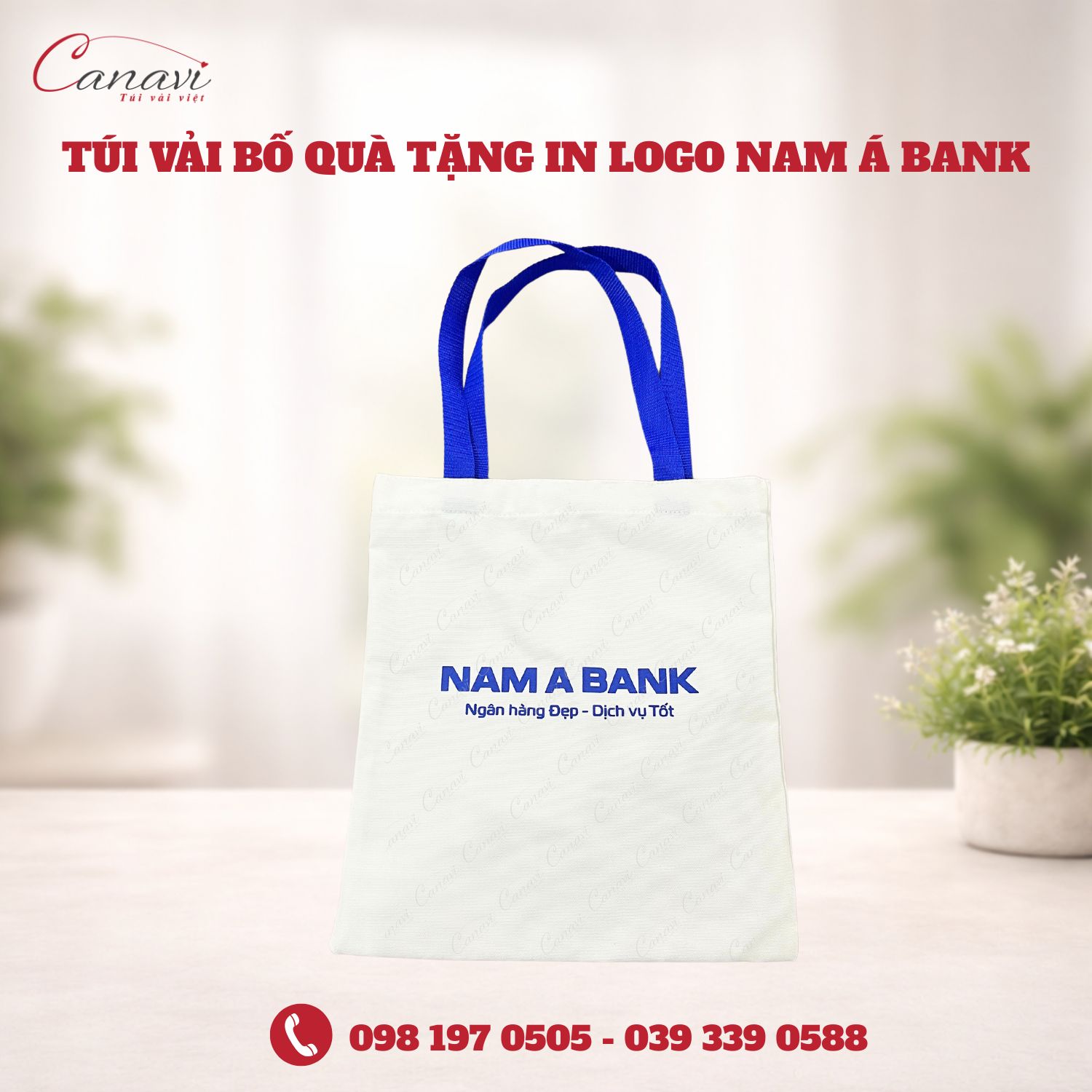 Túi vải bố quà tặng in logo ngân hàng Nam Á Bank