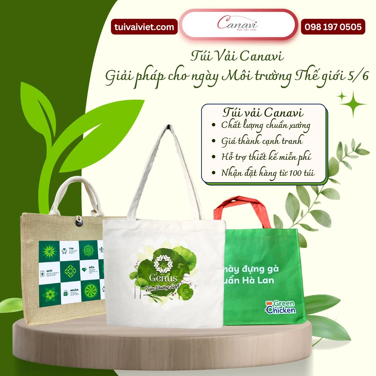 Túi vải Canavi - Giải pháp cho Ngày môi trường thế giới 5/6