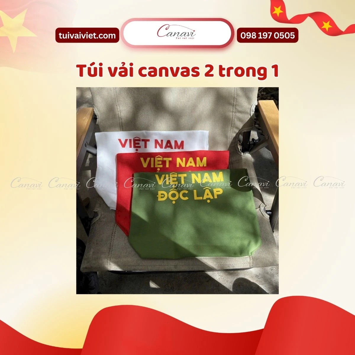 Túi vải canvas 2 trong 1