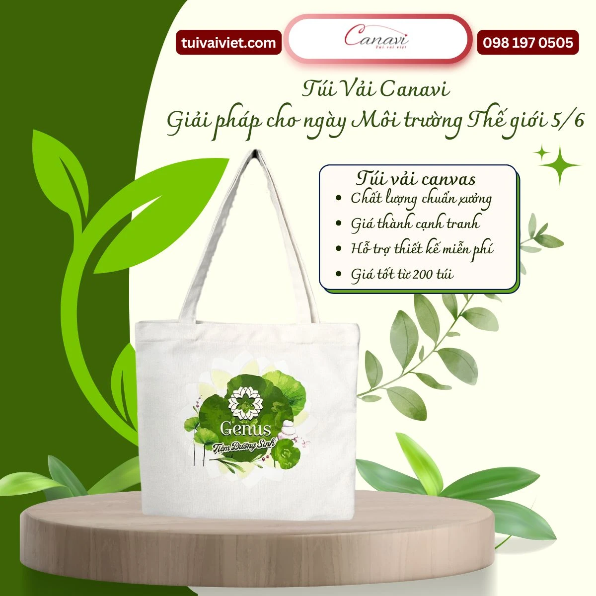 túi vải bố canvas bảo vệ môi trường