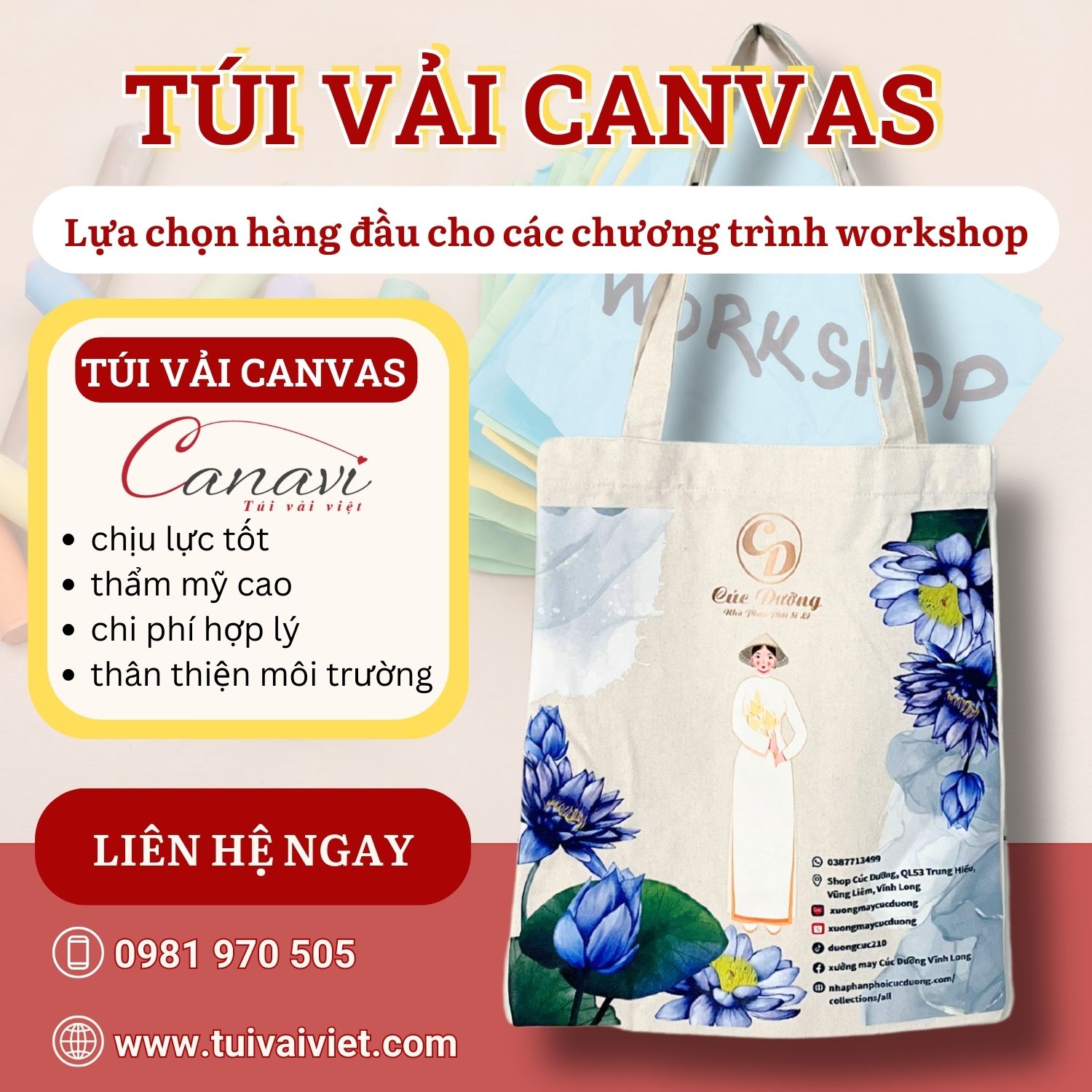 Tại sao túi vải canvas là sự lựa chọn hoàn hảo cho các chương trình workshop