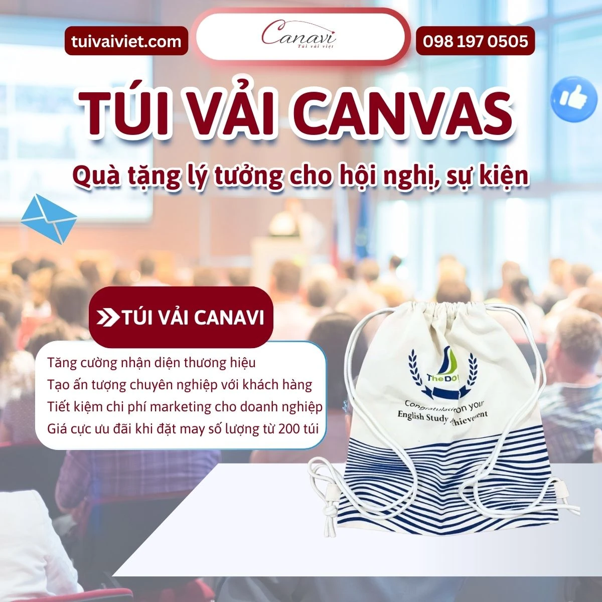 Các loại túi vải canvas phổ biến cho hội nghị, sự kiện