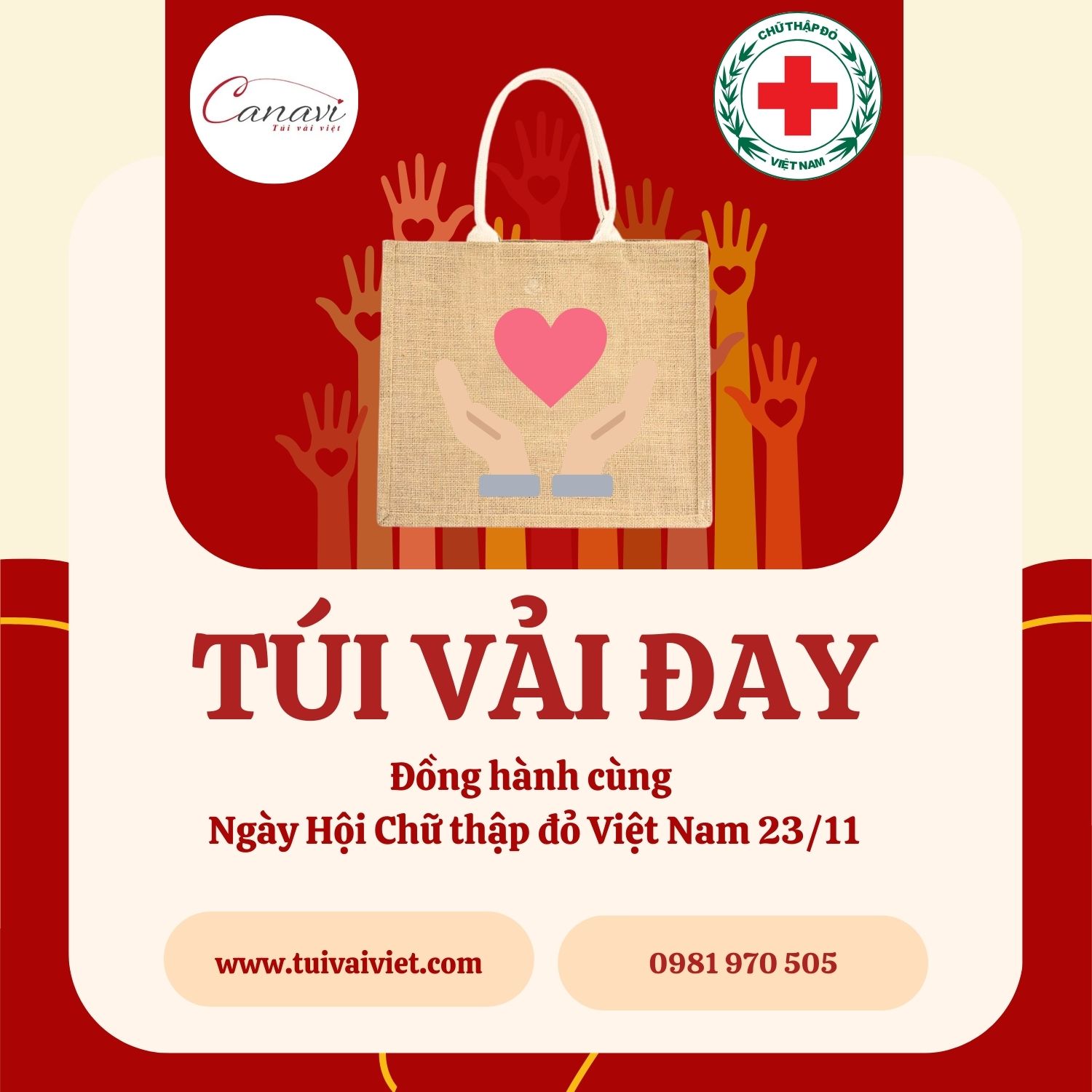 Túi vải Việt Canavi hân hạnh đồng hành cùng Ngày Hội Chữ thập đỏ