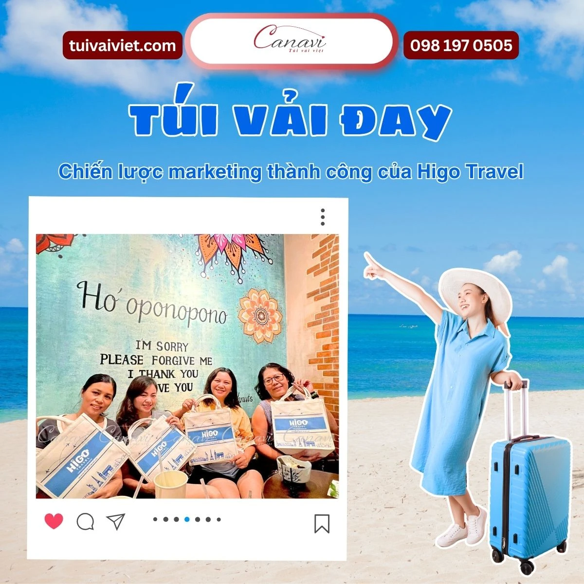 túi vải đay linen chiến lược marketing thành công của Higo Travel