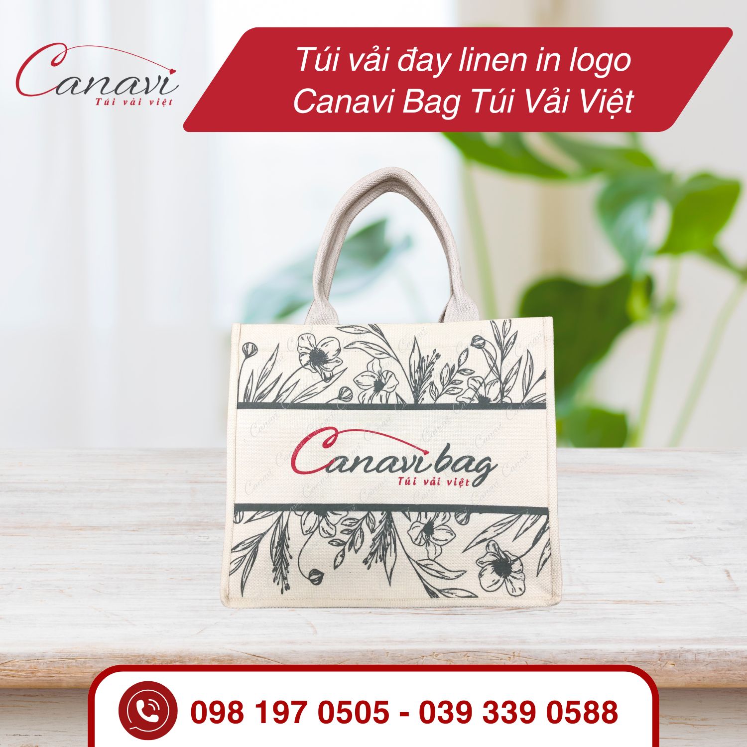 Túi vải đay linen in logo Canavi Bag Túi Vải Việt