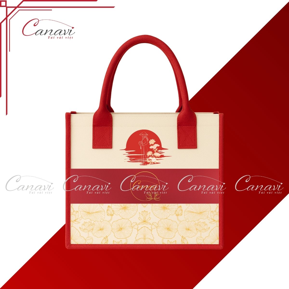 Túi Vải Đay TVD17 - Sắc Đỏ Truyền Thống Trong Bộ Sưu Tập “4 Nàng” Chào Mừng 20/10