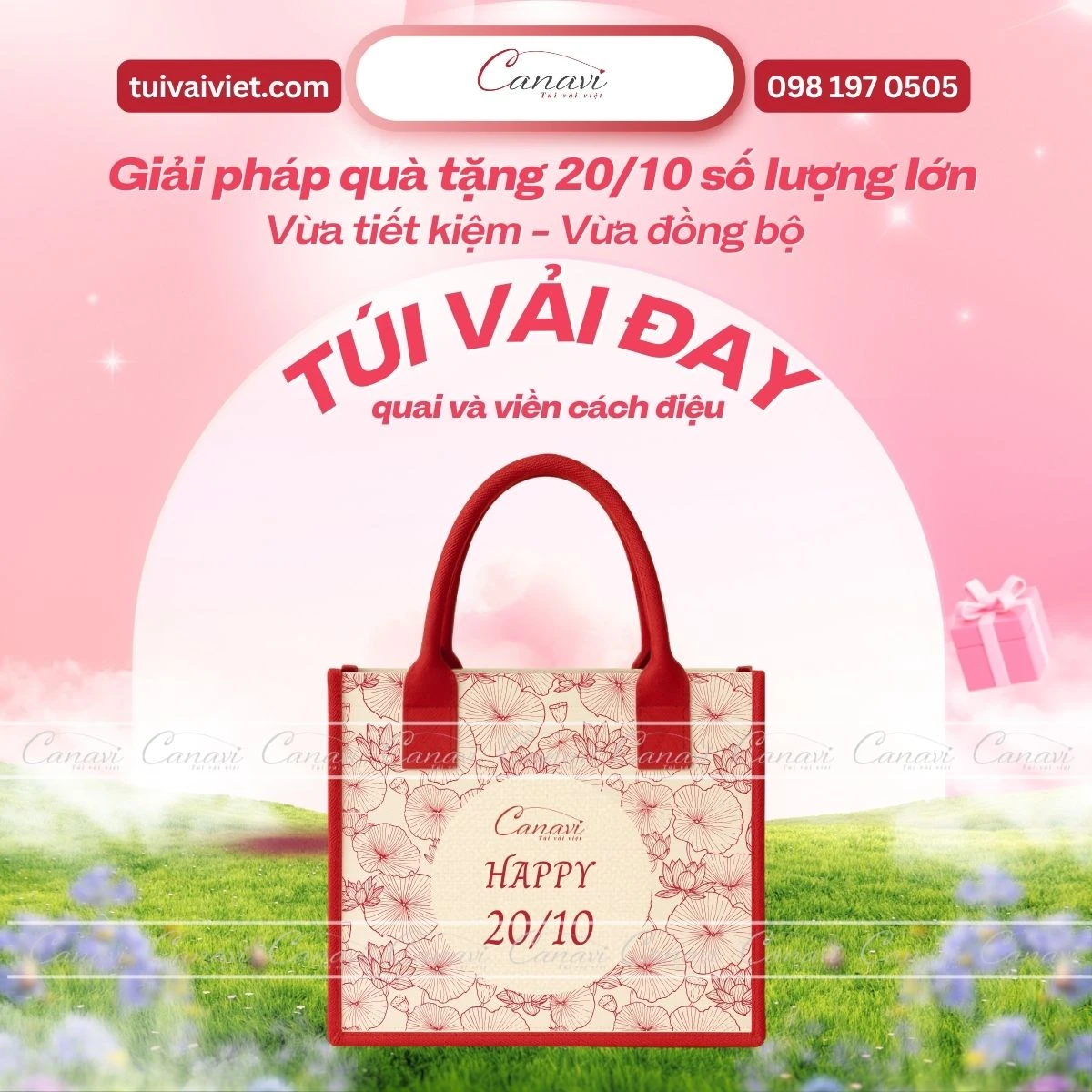 Túi vải đay quai và viền túi cách điệu