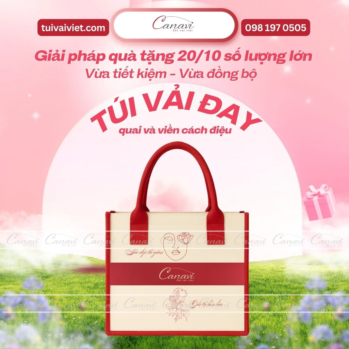 Túi vải đay - quà tặng số lượng lớn cho ngày Phụ nữ Việt Nam 20/10