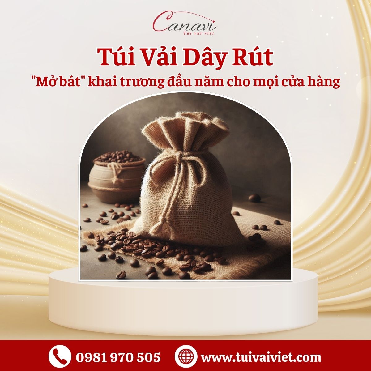 túi vải dây rút vải đay