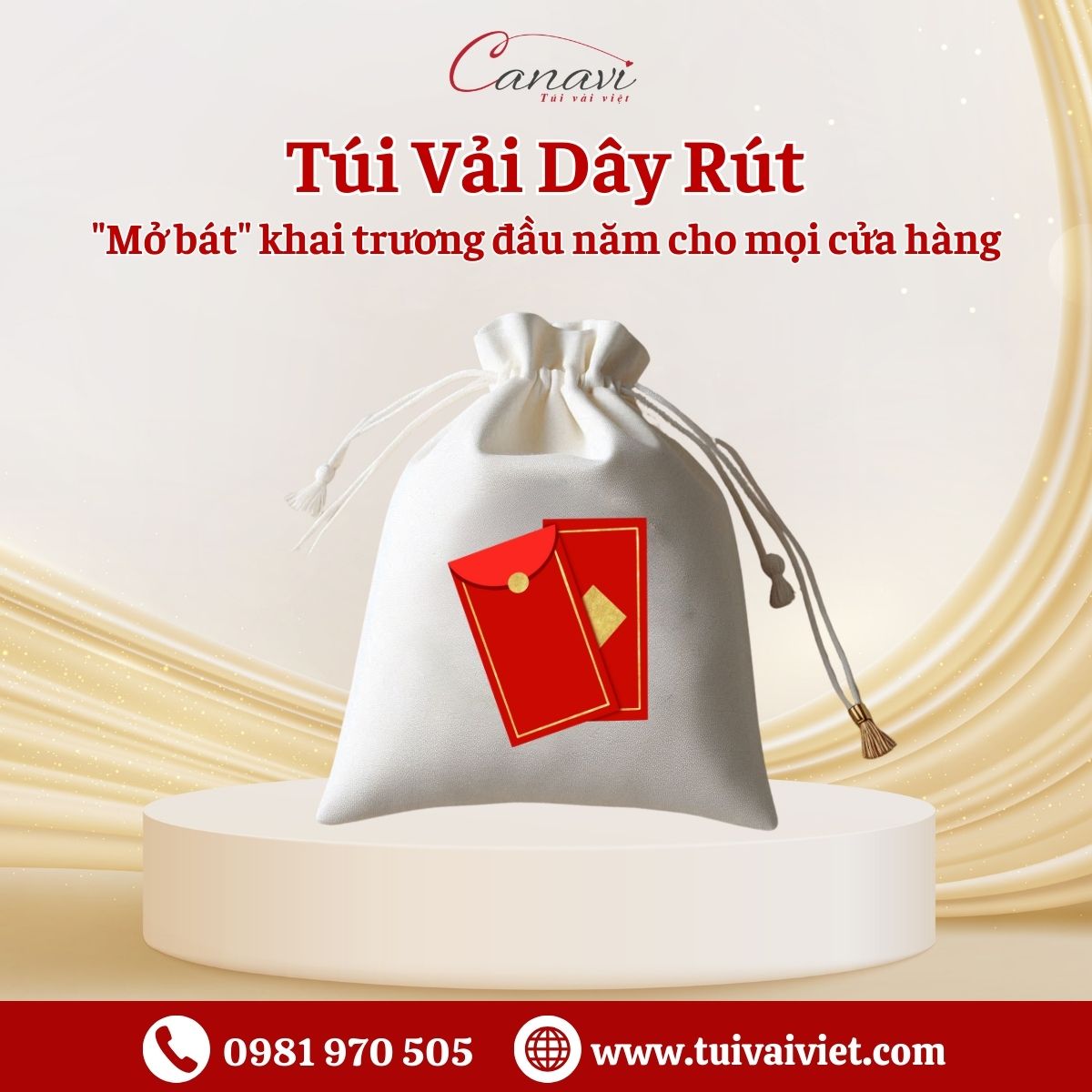 Gợi ý sử dụng túi vải dây rút trong các dịp khai trương