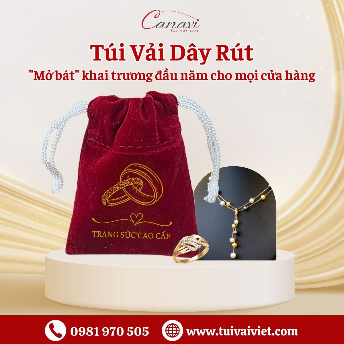 Túi vải dây rút đa năng: "Mở bát" khai trương đầu năm cho mọi cửa hàng