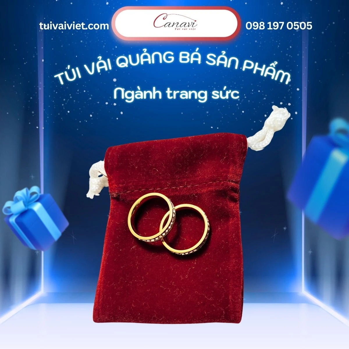 Ngành trang sức - Nâng tầm trải nghiệm với túi vải dây rút vải nhung