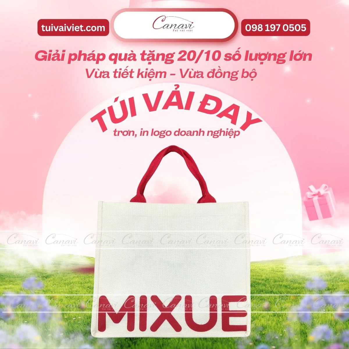 Túi vải đay trơn in logo doanh nghiệp