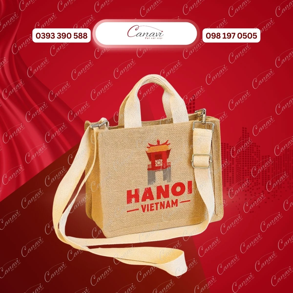 Túi Vải Đay Linen TVD15 - In Hà Nội Trên Từng Đường Chỉ